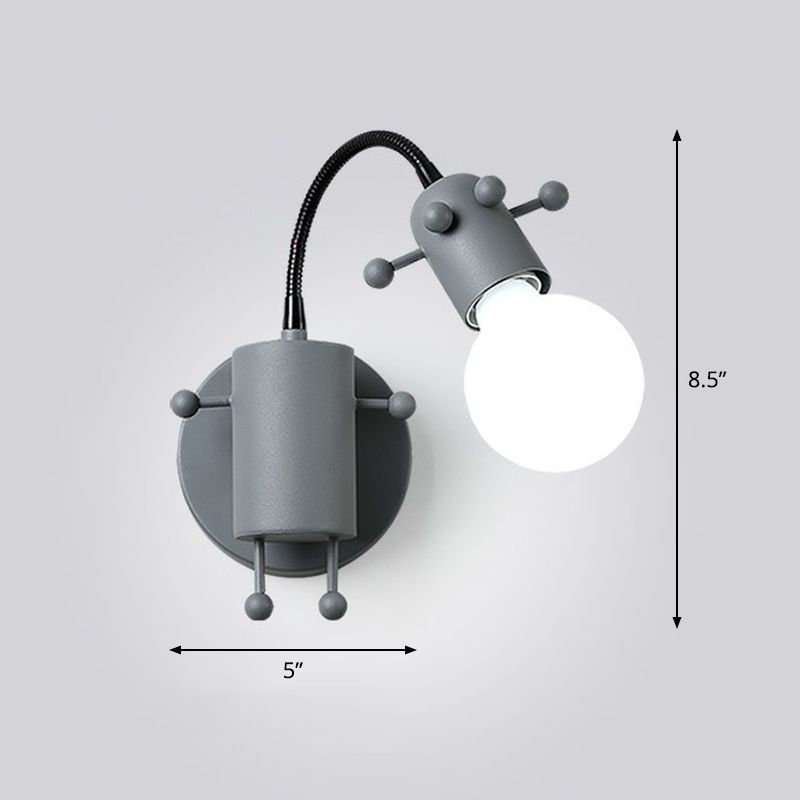 Flexibele giraf kinderen bedmuurlicht metaal 1 bol cartoon leeswandlamp met kaal bolontwerp