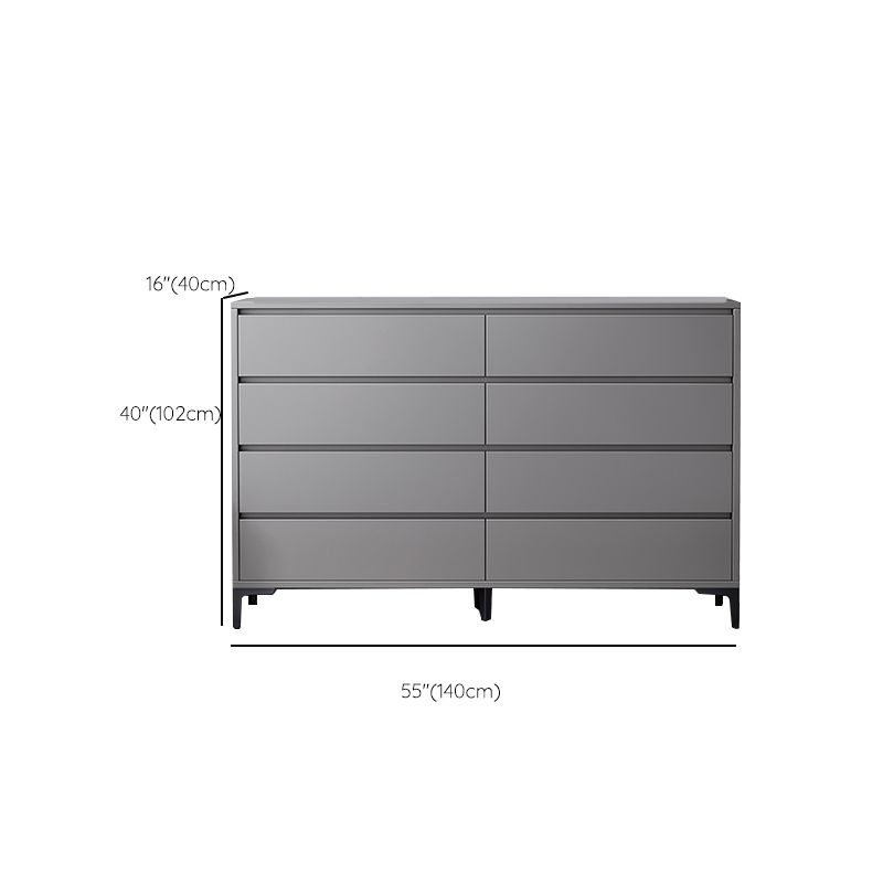 Contemporary Grey Rectangle Accent Chest with Drawers and Metal Legs