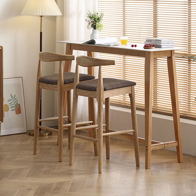 Rectangle Bar Pub Table Set 1/3 Pcs Solid Wood Frame Bar Table and Stools