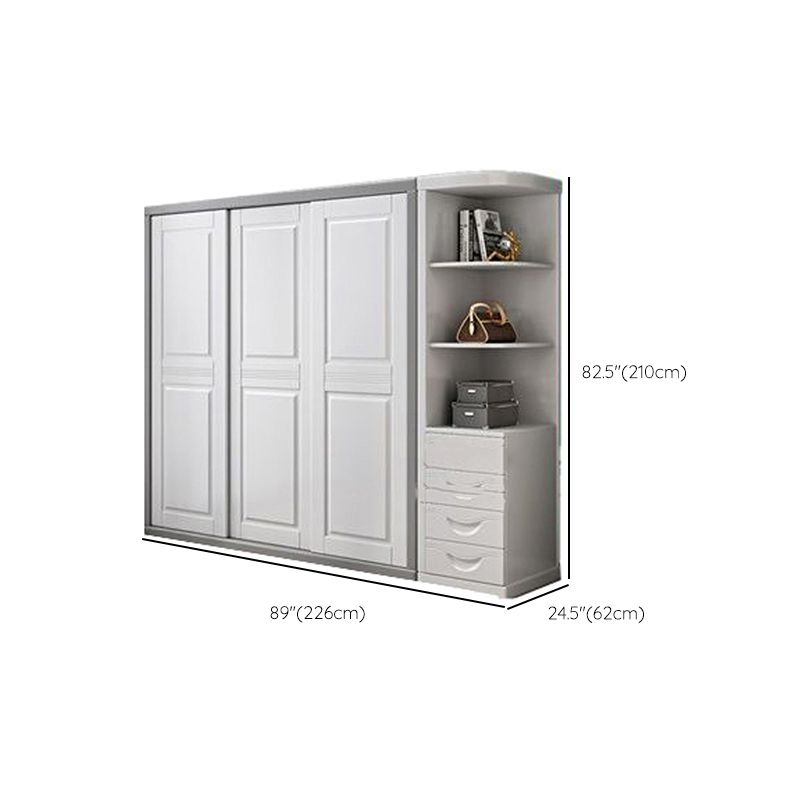 Rubberwood Wardrobe Cabinet with Shelves Modern Wardrobe Closet