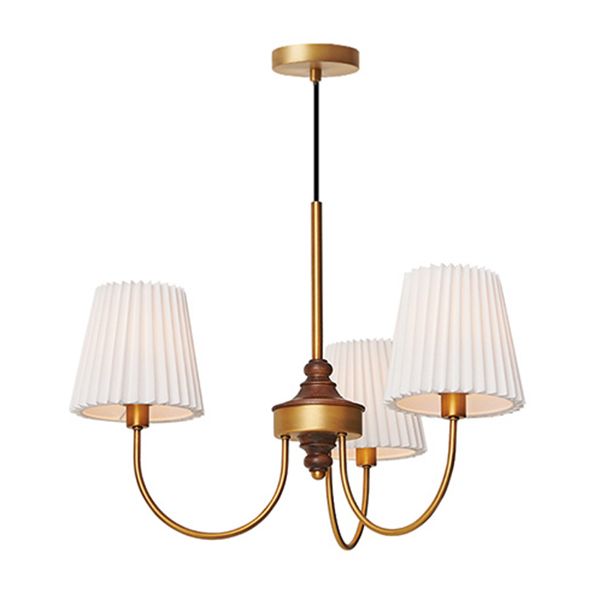 Cone Chandelier Light Traditional 3-Light Suspension Light with Fabric Shade
