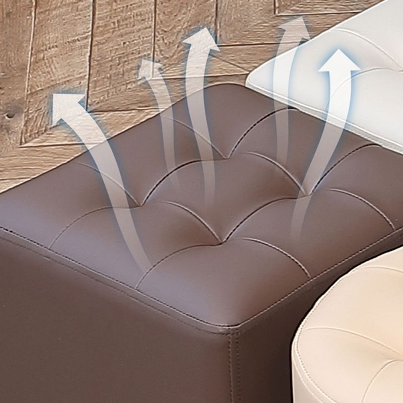 Modern Water Cube Stain Resistant Solid Color Leather Indoor Pouf
