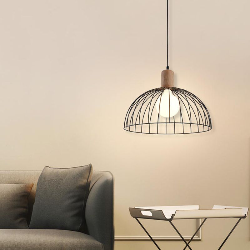 Kuppel Anhänger Beleuchtung Minimalist Metall 1 Kopf schwarzes Pendel Licht für Wohnzimmer