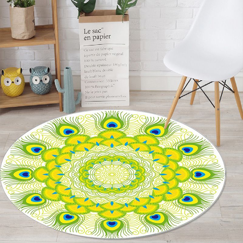 Art Deco Moroccan Rug Multi-Colored Mandala Rug Pet Friendly Machine Washable Anti-Slip Rug for Bedroom
