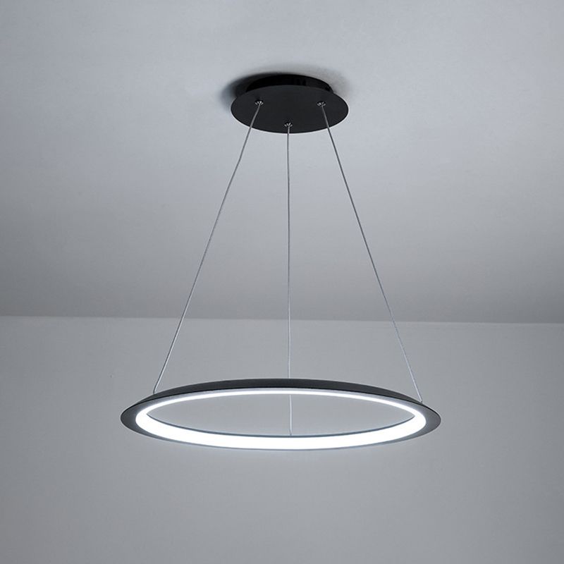1 Light Round Hanging Light Modern Style Metal LED Hanging Light Fixtures