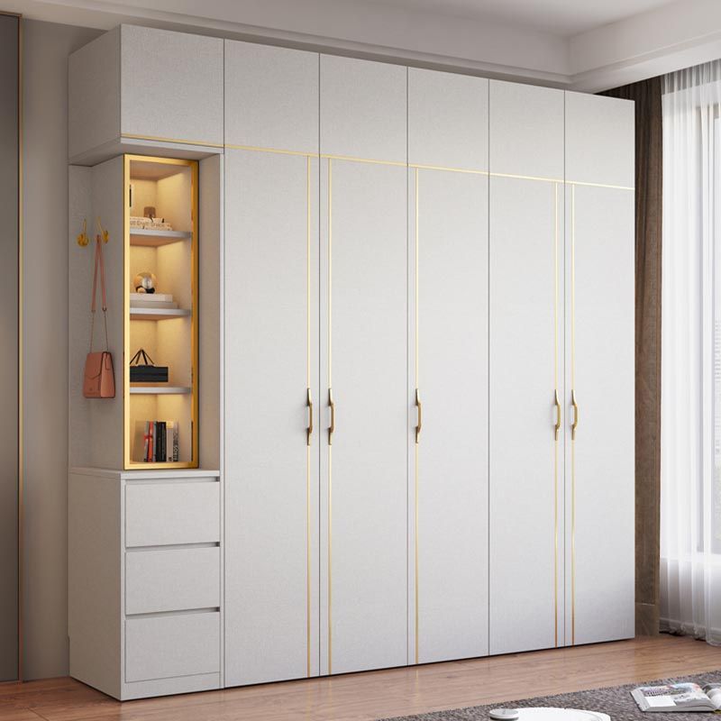 Contemporary Style Wood Wardrobe White Colour Soft Close Drawer Wardrobe Closet
