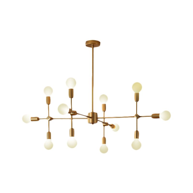 Sputnik Living Room Hanging Chandelier Opal Glass 9/12/15 Lights Modernist Hanging Lamp in Black/Gold