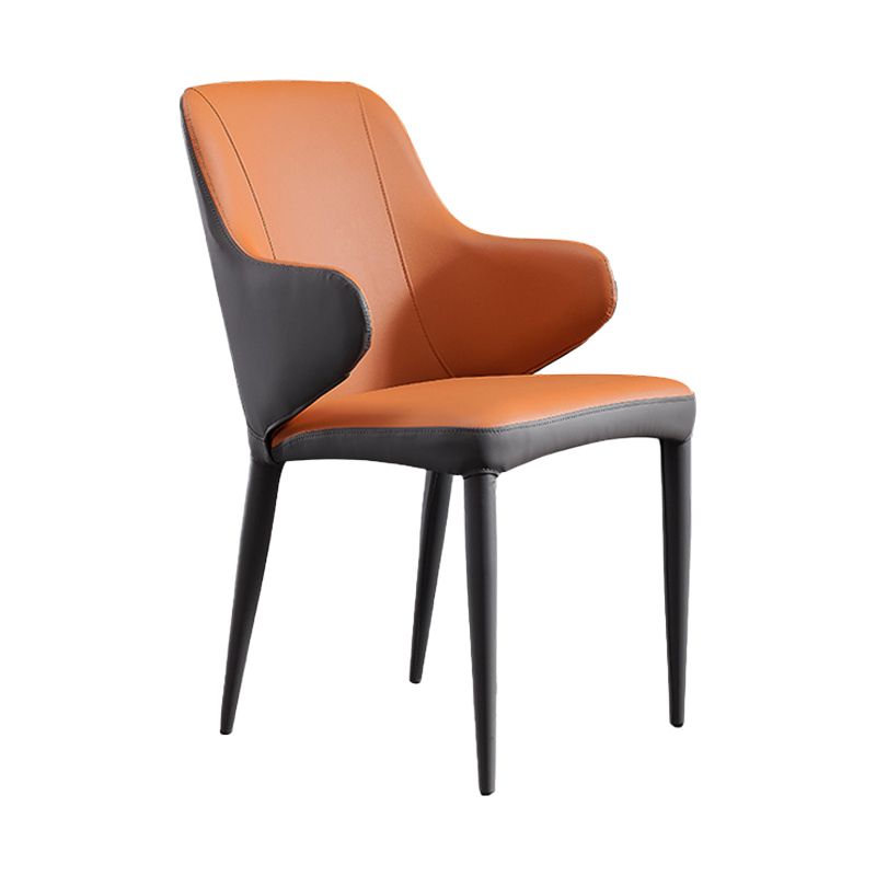 Silla de comedor de cuero contemporánea con respaldo sólido con acabado mate y sillón de hotel