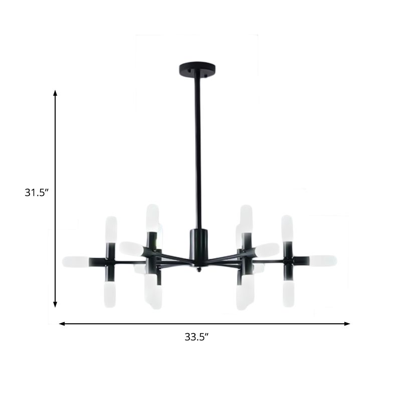 Tubular Chandelier Light Contemporary Metal 18/36 Lights Black/Gold Hanging Lamp Kit with Starburst Design