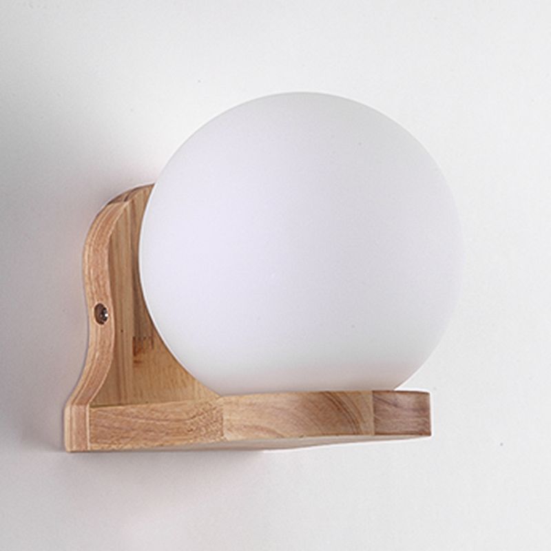 Japanese Style Wall Light Fixture Solid Wood Geometric Wall Sconce for Bedroom