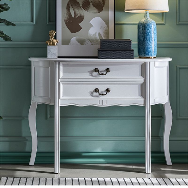 Victoria Wood Console Table Half Moon Console Sofa Table for Hall