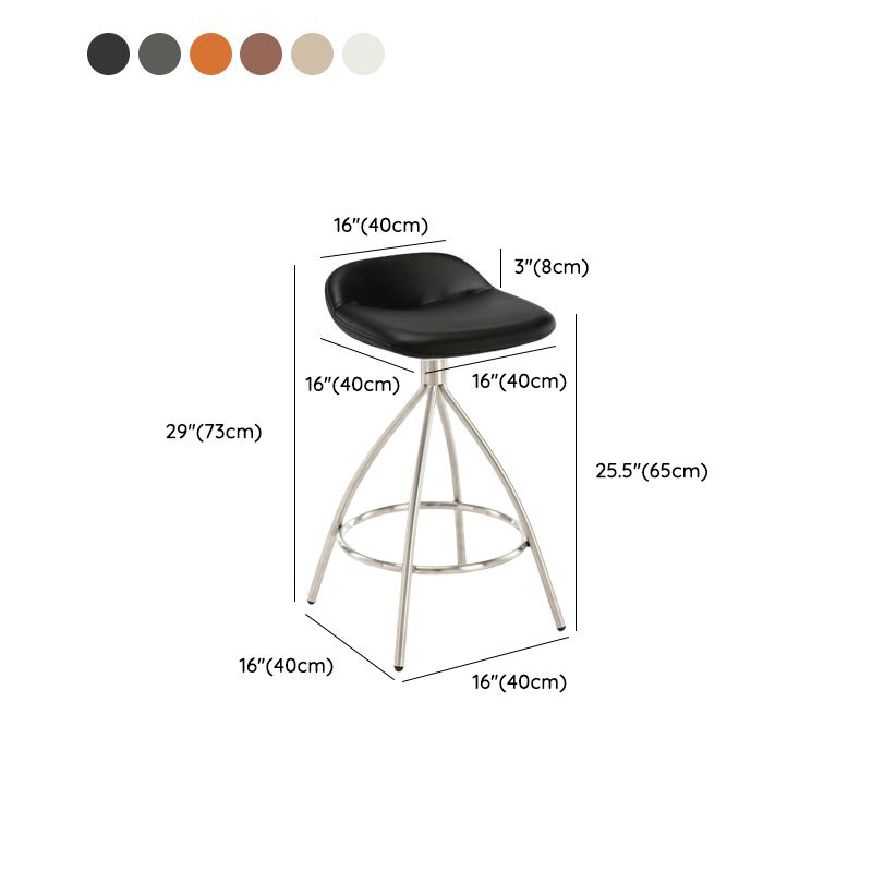 Contemporary Style Faux Leather Barstool Low Back Counter Bar Stool for Home