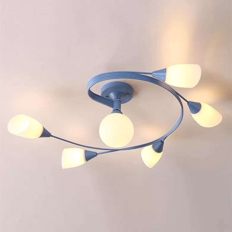 Macaron Twist braccio soffitto Light Opal Glass e Metal Semi Flushmount Light for Kitchen