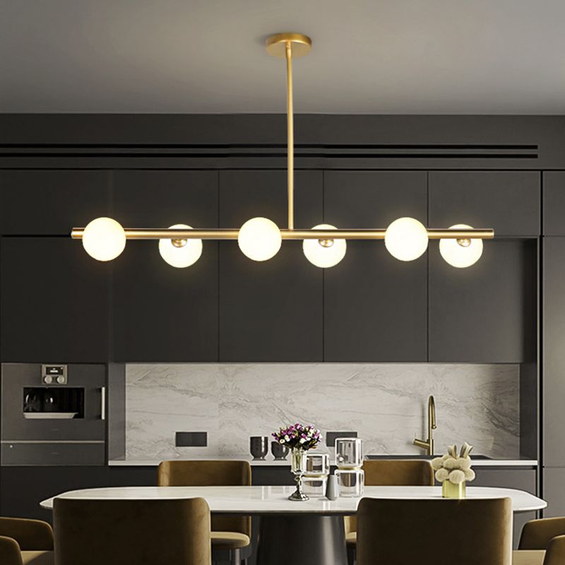 Round-Shaped Island Lighting Idea Nordic-Style Glass Chandelier Lighting Fixture