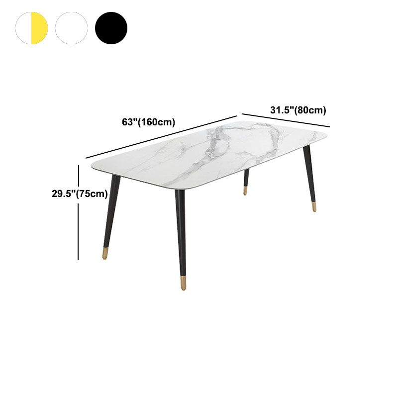 Modern Stone Rectangle Dining Table Home Kitchen Dinner Black Frame Dining Table