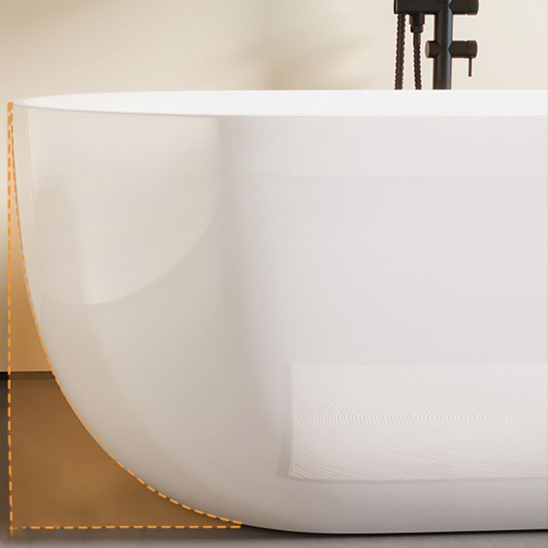 Modern Acrylic-Fiberglass Oval Bathtub Freestanding Soaking Bathtub with Center Drain