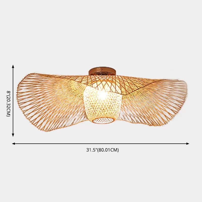 Luminaire de montage au plafond en rotin plafond asiatique affleurant