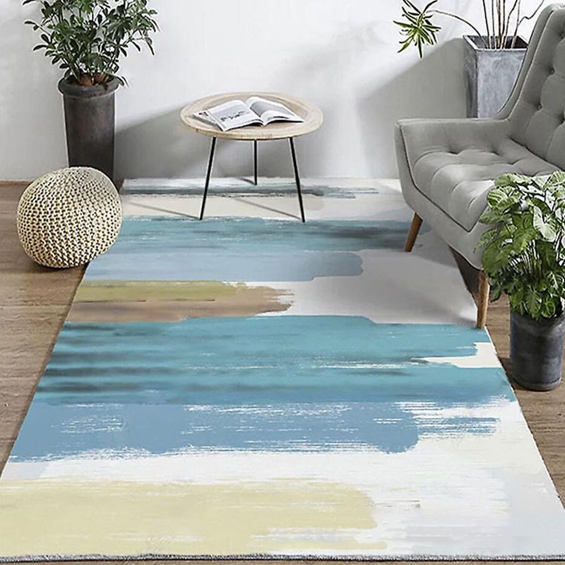 Nordic Hotel Area Rug Multi Colored Geometric Indoor Rug Synthetics Anti-Slip Stain Resistant Washable Rug