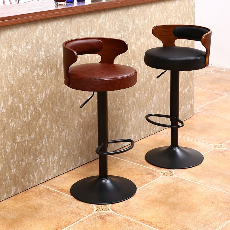 Contemporary Metal Stool PU Leather Barstools in Matte Finish for Home