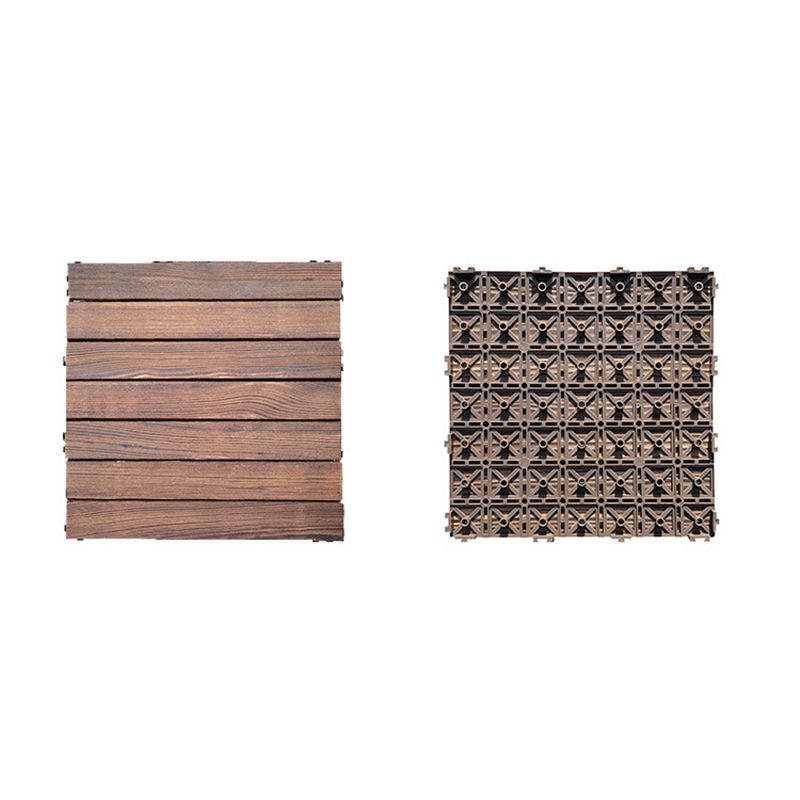 7-Slat Square Wood Patio Tiles Snap Fit Installation Outdoor Flooring Tiles