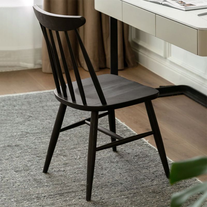 Contemporary Solid Wood Slat Back Dining Room Chair in Black