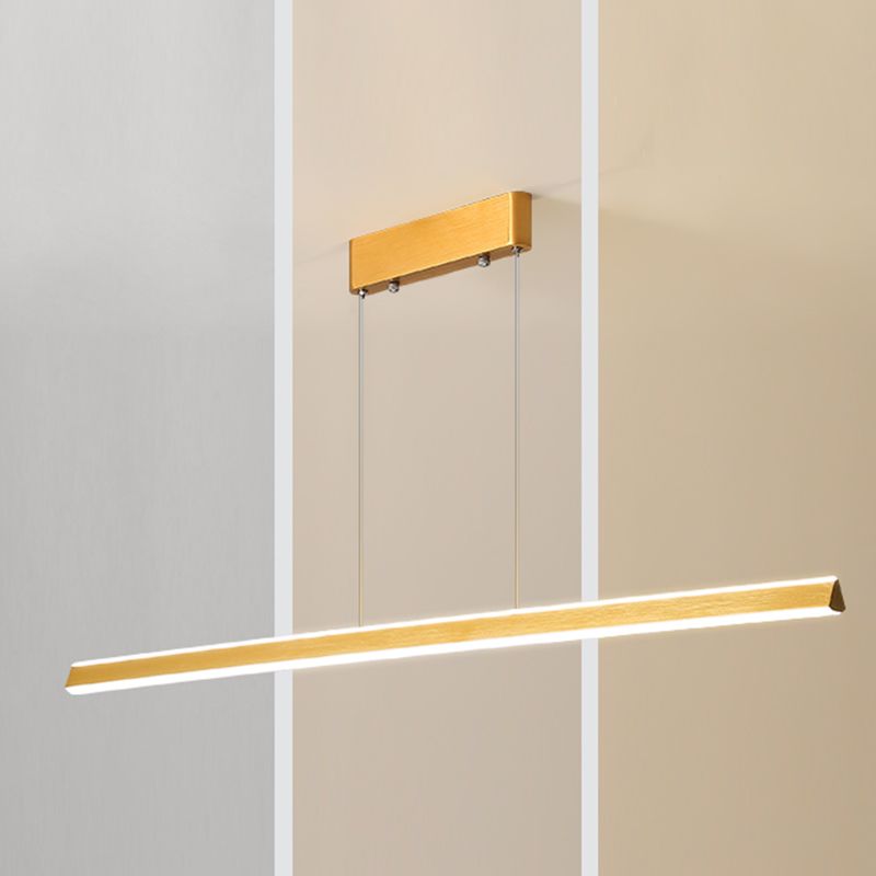 Modern Metal Island Lamps Linear 2-Head Restaurant Pendant Lights with Acrylic Shade