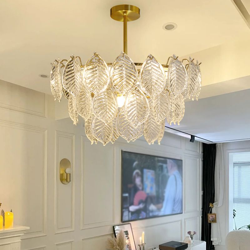 Contemporary Style Geometry Pendant Chandeliers Glass Hanging Pendant Lights in Gold