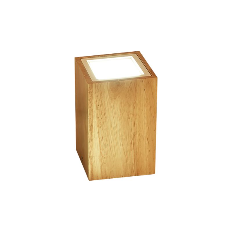 Round/Square Mini Corridor Ceiling Lamp Wooden 4"/6"/8" H LED Nordic Flush Mount Lighting in Beige