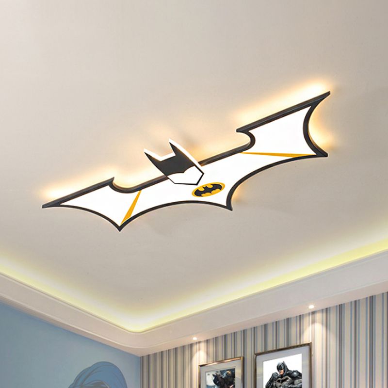 Black/Blue Batman Flush Light Fixture Kids LED Acrylic Flush Mount Lamp for Boys Room