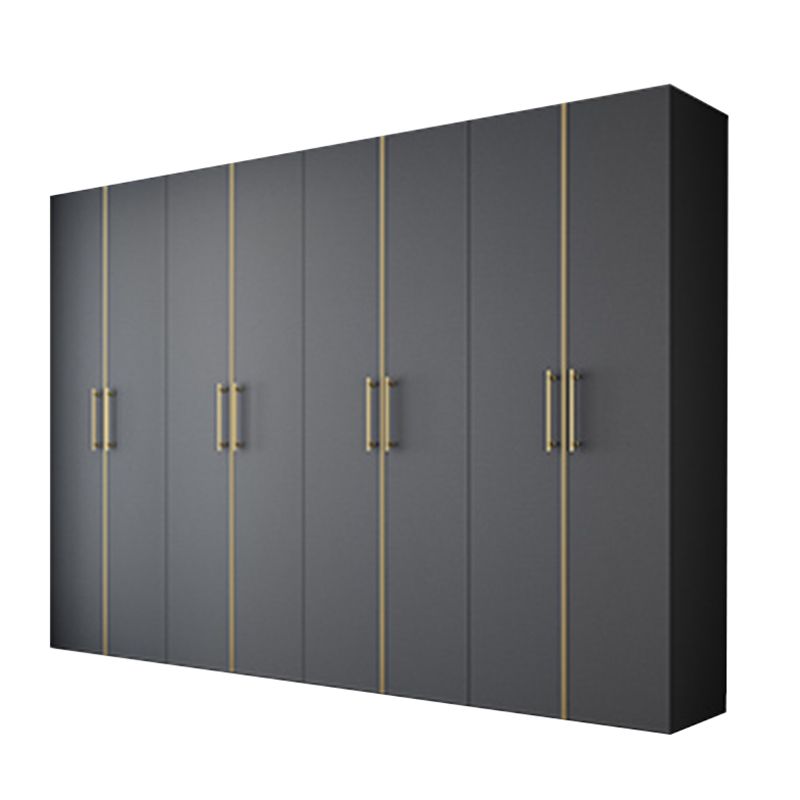 Modern Wardrobe Closet Grey Engineered Wood Wardrobe Cabinet