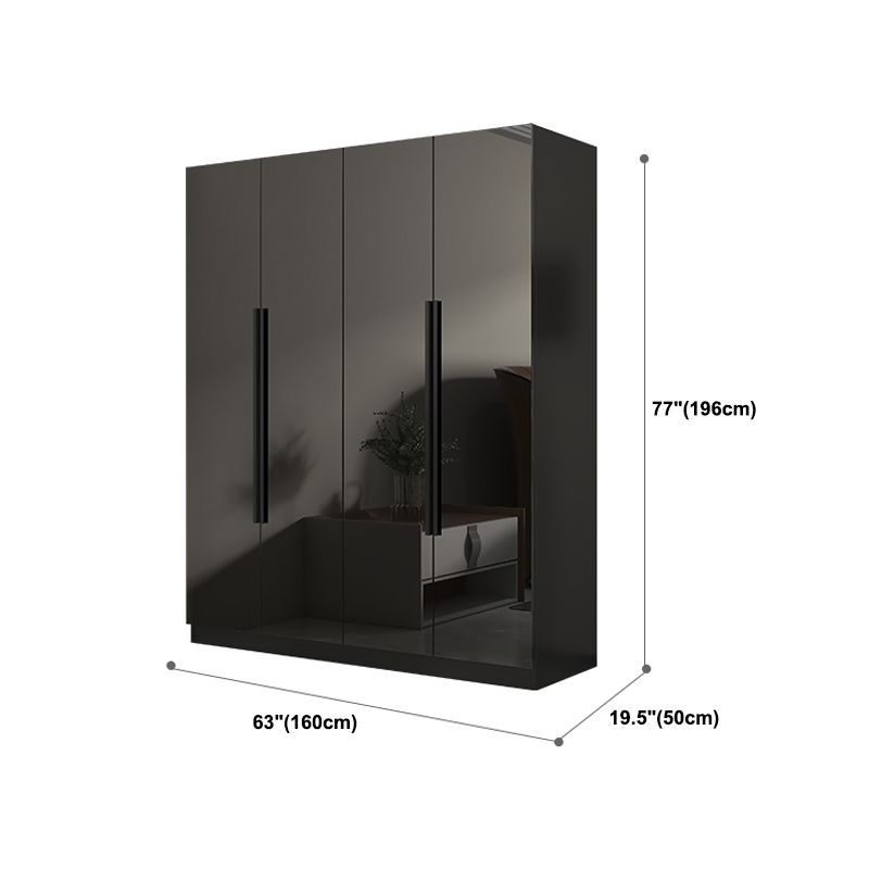 Modern Style Wardrobe Black Colour Glass Wardrobe Closet for Bedroom