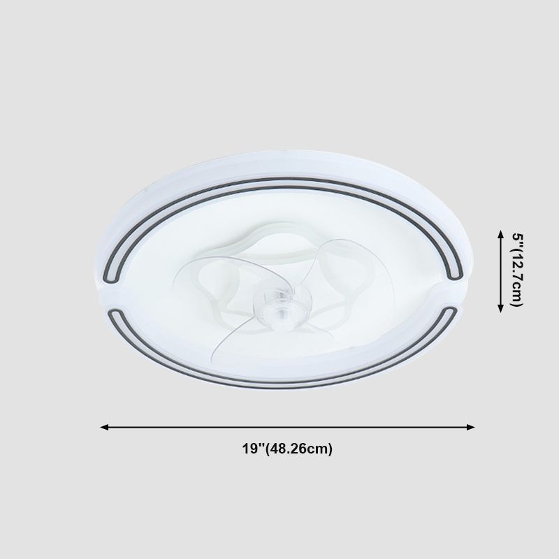 White Ultrathin Round Ceiling Fan Minimalist LED Acrylic Semi Mount Lighting for Living Room