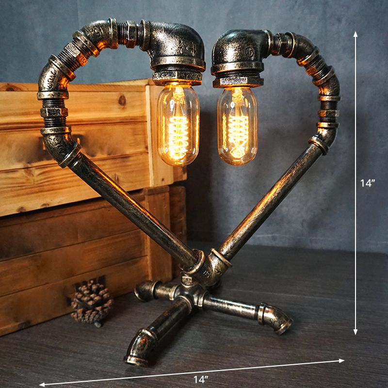 Lámpara de arte nocturno de tubería de hierro forjado Industrial 1 bombilla Luz de la habitación de la habitación de los niños en bronce