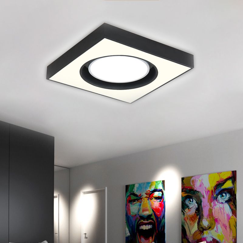 Luz empotrada LED moderna cuadrada de acrílico para montaje en techo en blanco y negro para sopa de tela