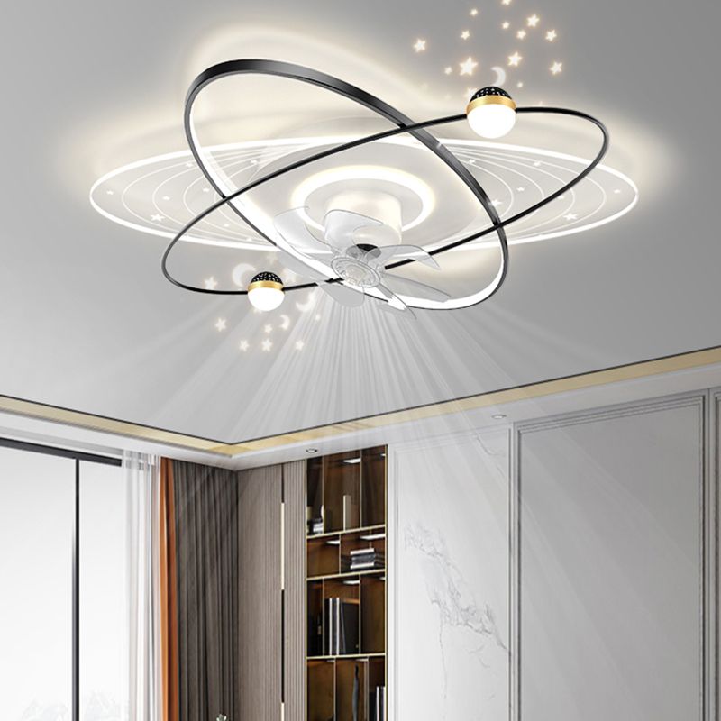 Geometric LED Ceiling Fan Iron and Acrylic Fan Light in Black / Gold