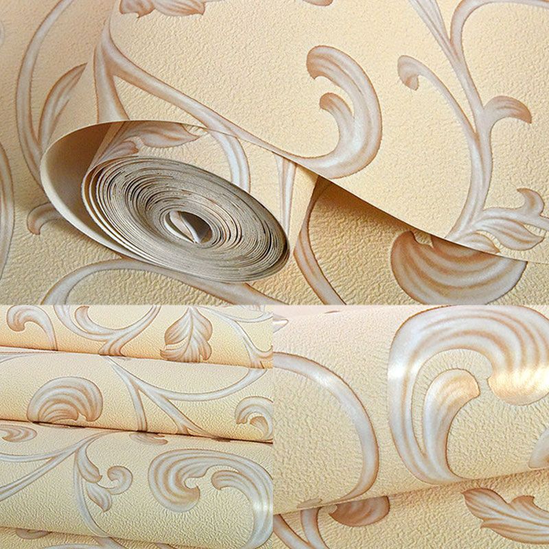 Nordic Entwined Leaves Wall Decor for Guest Room, 33'L x 20.5"W Wallpaper Roll in Soft Color