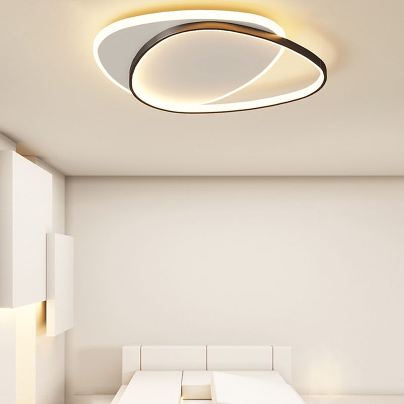 2-Light White/Black Flush Mount Lighting Unique LED Ceiling Light for Bedroom