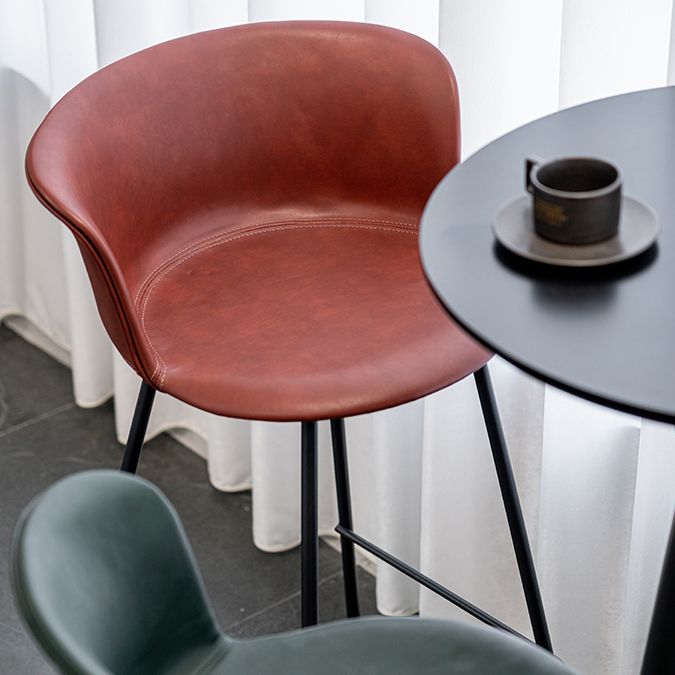 Indoor Leather Bar & Counter Stool Industrial Footrest Low Back Bucket Counter Chair