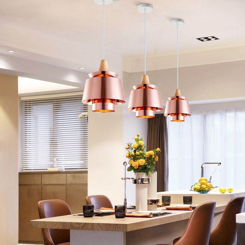 1 cabezal de comedor de comedor Luz con tono de metal cónico