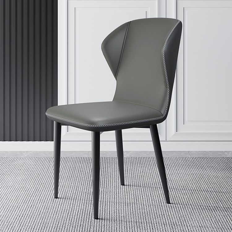 Silla auxiliar Parsons contemporánea, silla curva de cuero con acabado mate para Brasserie