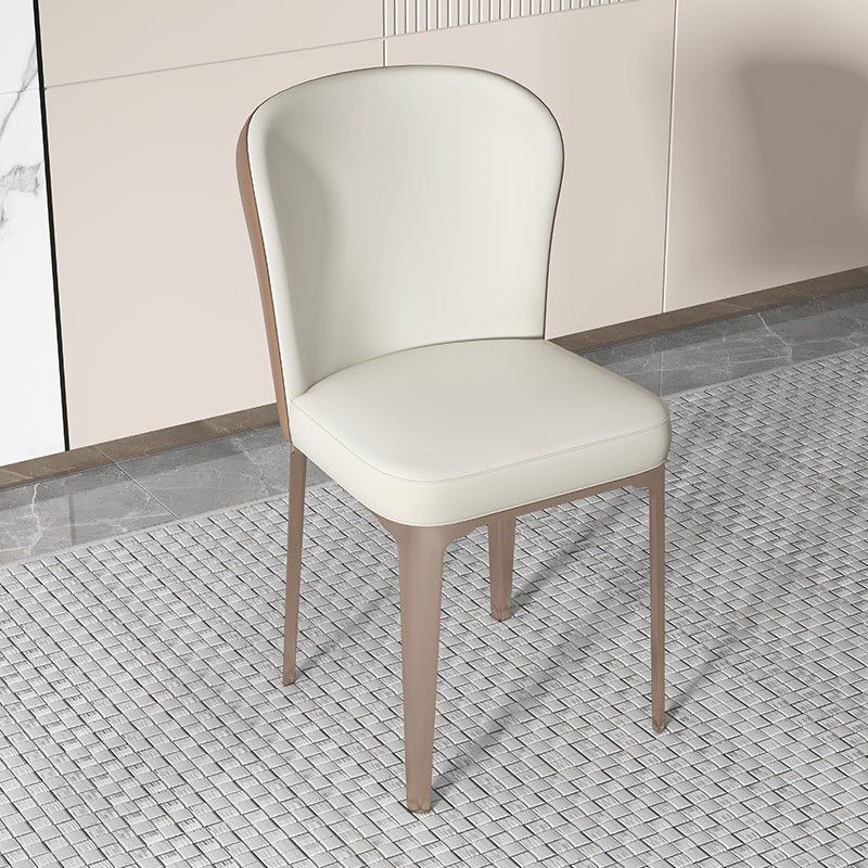 Glam Parsons Side Chair Leather Indoor Dining Chair with Metal Base