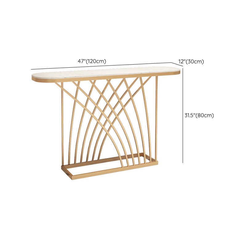 Glam Marble Console Sofa Table Gold Frame Accent Table for Hall