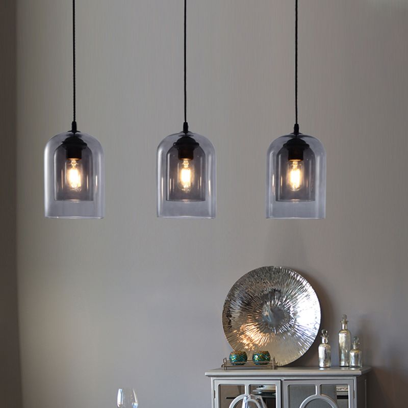 Glazen zwarte hanglamp in moderne creatieve stijl Iron Bell Hanging Lamp voor eetkamer