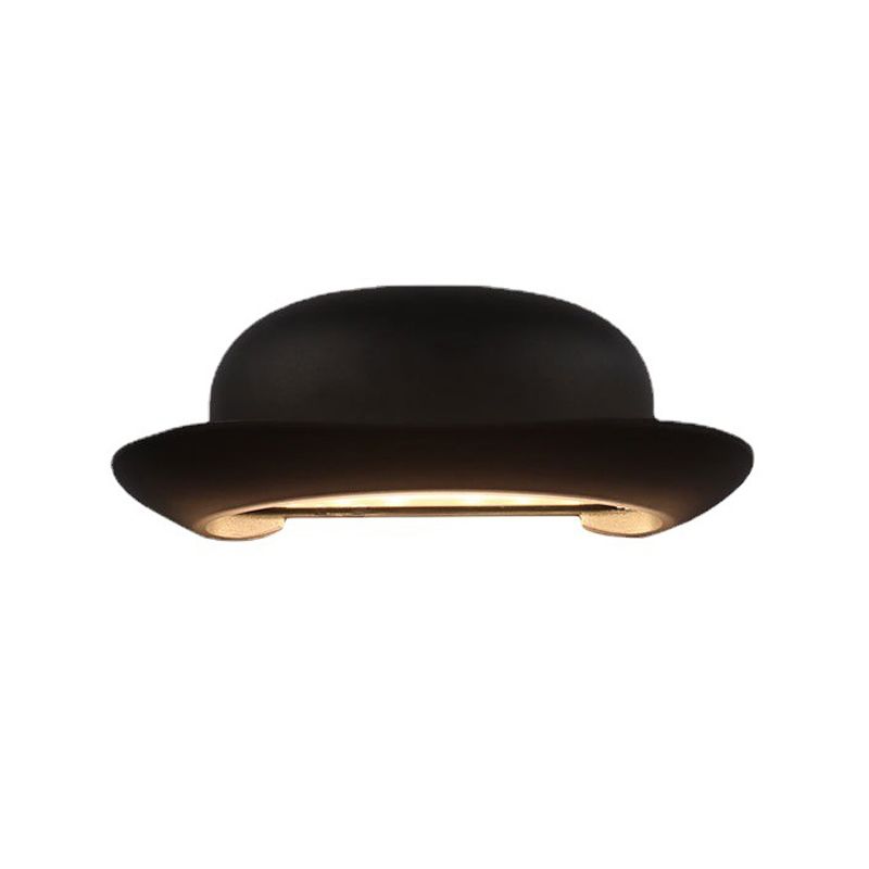 Hat Shape Wall Lamp Modern Style Metal 1 Light Wall Light in White/Black