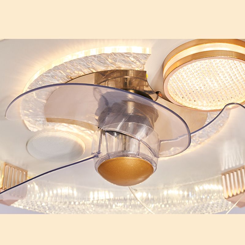 Smart Bluetooth Music Runde Lüfterlampe Minimalistische Acrylschlafzimmer halb Flush Licht in Weiß