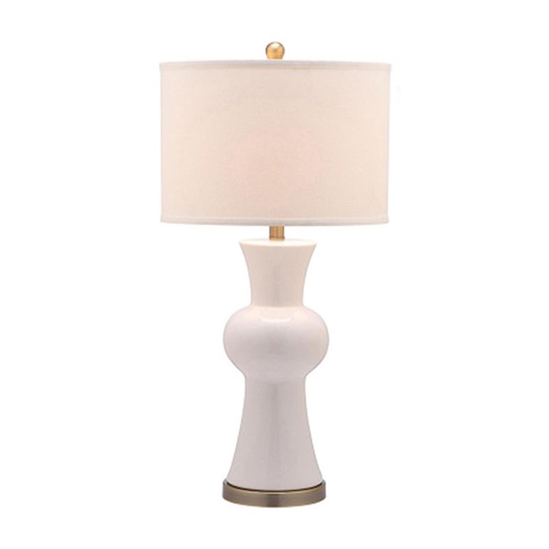 Lámpara de noche de jarrón de cerámica Luz de mesa de pie moderna de 1 luces en blanco/azul real/burdeos con pantalla de lámpara de batería