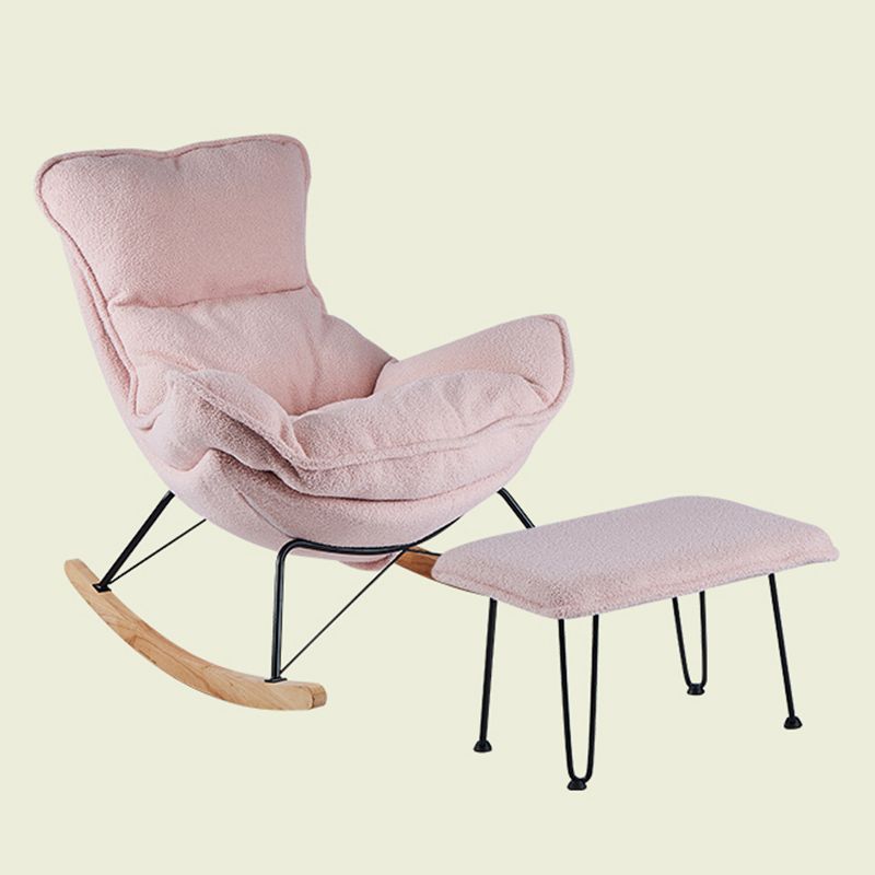 Contemporary Rocking Chair Fabric Upholstered Tufted Wing Chair Back Baby Rocking Chair