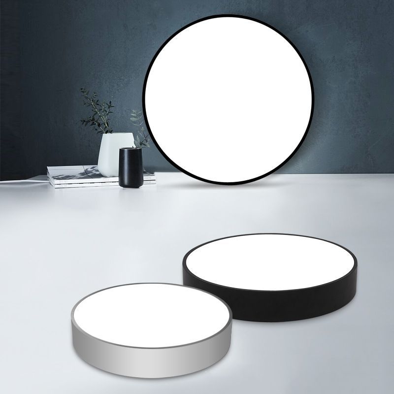 Lámpara empotrada redonda en blanco y negro, minimalista, 16"/23,5"/31,5" de diámetro, lámpara LED acrílica de montaje en techo