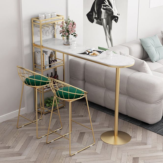 Glam Bar Table 42-inch Height Artificial Marble Top Pub Table with Storage Rack