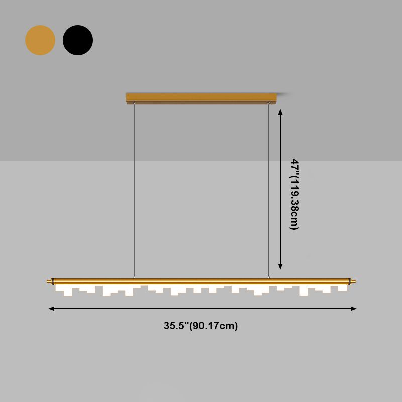 1-Light Linear Island Lights Contemporary Metal Island Ceiling Light